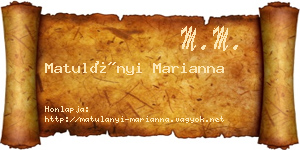 Matulányi Marianna névjegykártya
